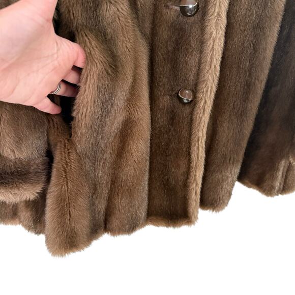 Vintage 1960s Mink Fur Coat in Light Brown Button Front by Style VI Ltd., Size M - Picture 7 of 11